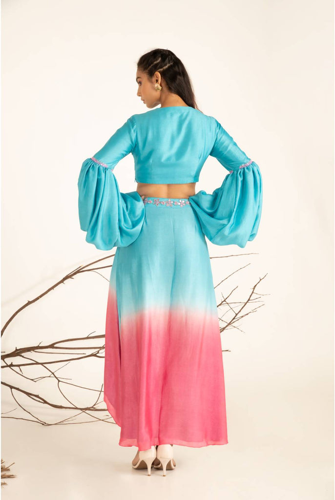 OMBRE MIRROR WORK HIGH LOW DRESS
