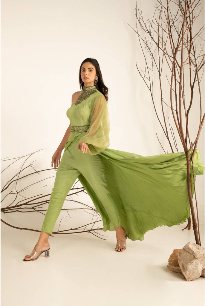OMBRE EMBELLISHED LONG KURTA WITH PANTS